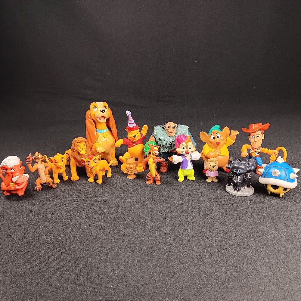 Lot Small Disney Pixar Cake Topper Lion King Pooh Lady & Tramp Rescue Rangers
